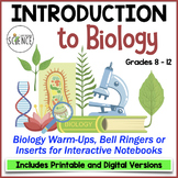 Introduction to Biology Bell Ringers and Warm Ups