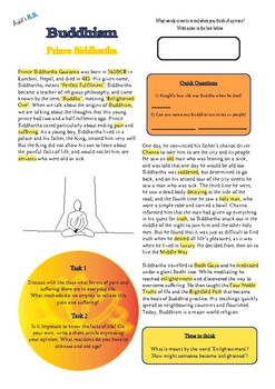 Preview of Introduction to Buddhism Worksheet Pack (3 sheets + answer key and directions)