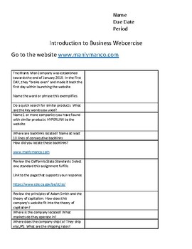Preview of Introduction to Business Webcercise