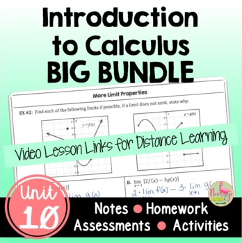 Preview of Introduction to Calculus BIG Bundle with Lesson Videos (Unit 10)