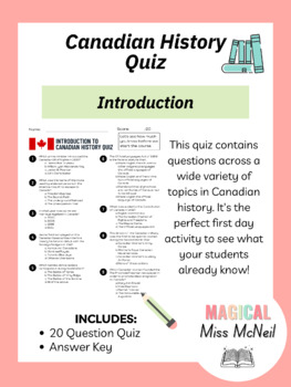 Preview of Introduction to Canadian History Quiz