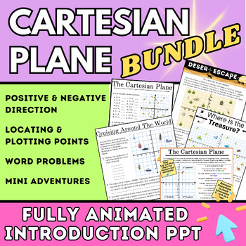 Preview of Introduction to Cartesian Plane Worksheets | Cartesian Plane Word Problems | PPT