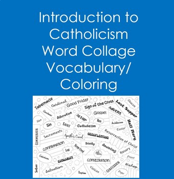 Preview of Introduction to Catholicism Word Collage (Coloring, Religion, Vocabulary)