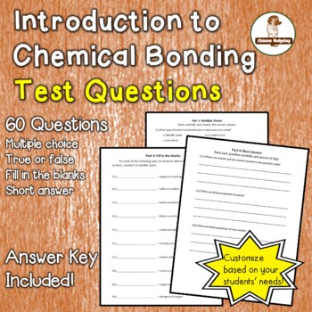 Preview of Introduction to Chemical Bonding Test Questions