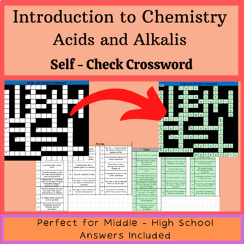 Preview of Introduction to Chemistry - Acids and Alkalis - Self-Correcting Crossword