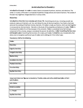 introduction to chemistry assignment