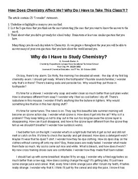 Preview of Introduction to Chemistry - Why Study Chemistry?