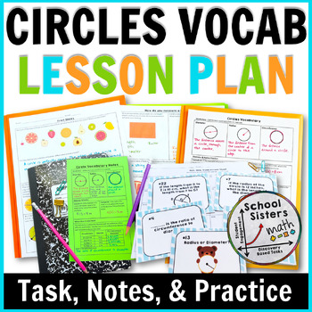 Preview of PBL Intro to Circles Full Lesson Learning Task, Interactive Notes, Practice