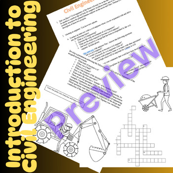 Preview of Introduction to Civil Engineering: Presentation - Worksheet & Crossword Q/A