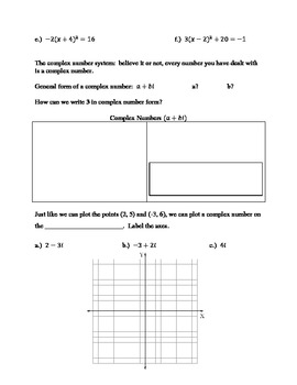 Preview of Introduction to Complex Numbers:  Guided Notes, Practice, Quiz, Smart Notebook