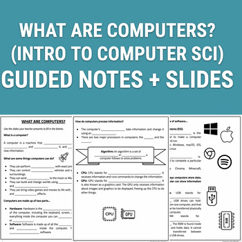 Preview of Introduction to Computer Science: What are Computers? (Guided Notes + Slides)