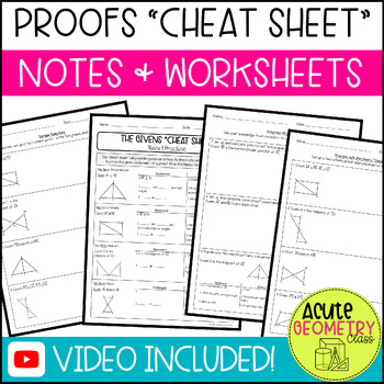 Preview of Givens of a Proof Cheat Sheet Guided Notes Lesson & Practice Worksheet
