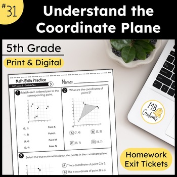 Preview of Coordinate Planes & Patterns Worksheet L31 5th Grade iReady Math Exit Tickets
