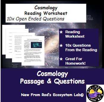 Preview of Introduction to Cosmology Reading Worksheet **Editable**