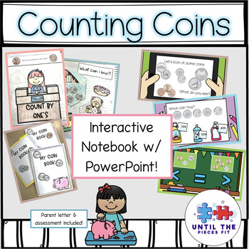 Preview of Coins Interactive Notebook & PowerPoint Identify, Count & Compare Money!)