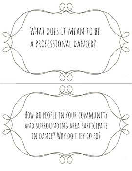 Preview of Introduction to Dance Prompts Cards
