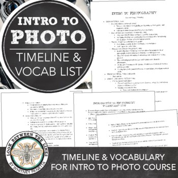 Preview of Introduction to Digital Photography: Semester Course Timeline & Vocabulary List