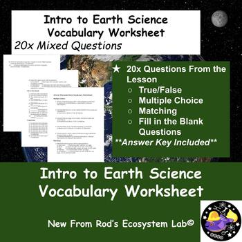 Preview of Introduction to Earth Science Vocabulary Worksheet w/Answer Key **Editable**