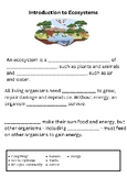 Introduction to Ecosystem Cloze Passage Worksheet