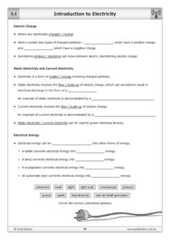 introduction to electricity worksheet by good science worksheets