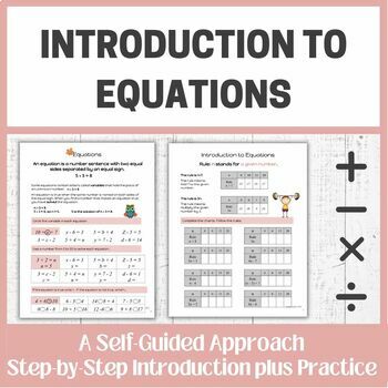 Preview of Introduction to Equations-  Self Guided Printable