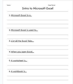 Preview of Excel Starter Bundle - Google Slides, Worksheet and Assignment