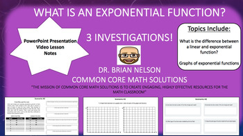 Preview of Introduction to Exponential Functions (3 investigations, Video Lesson & Notes!)