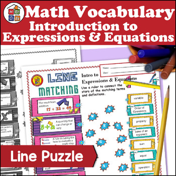 Preview of Introduction to Expressions & Equations Vocabulary Line Matching Puzzle