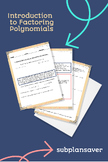 Emergency Sub Plan: Introduction to Factoring Polynomials