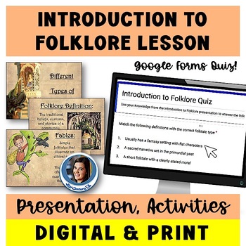 Preview of Introduction to Folklore Lesson - Print & Digital Bundle - Presentation, Quiz