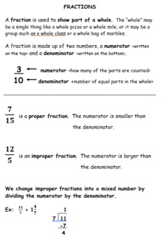 Preview of Introduction to Fraction Notes