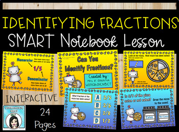 Preview of Introduction to Fractions Identifying Fractions SMART Notebook Lesson