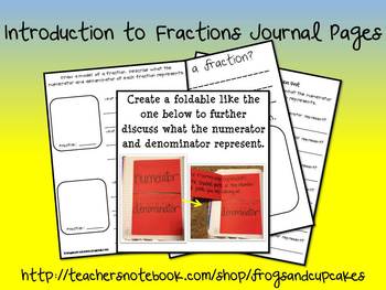 Preview of Introduction to Fractions Journal Pages 