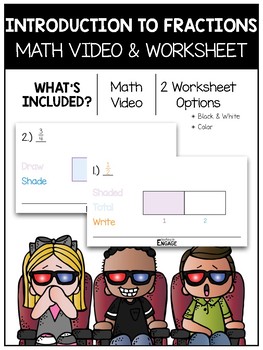 Preview of Introduction to Fractions Math Video and Worksheet