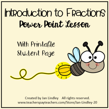 Preview of Introduction to Fractions Power Point Lesson with Printable Student Page