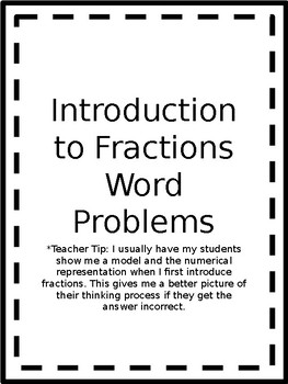 Preview of Introduction to Fractions Word Problems