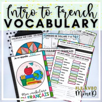 Preview of Introductory French Vocabulary - numbers, days, months, dates, etc novice French