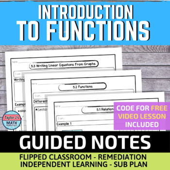 Preview of Introduction to Functions Guided Notes for Video Lessons