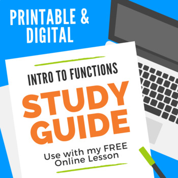 Preview of Introduction to Functions Study Guide Printable & Digital Notes