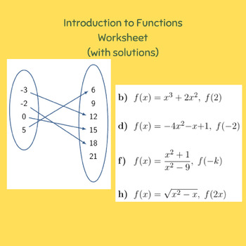 Preview of Introduction to Functions Worksheet (with solutions)