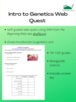 Preview of Introduction to Genetics webquest (DNA From the Beginning website)