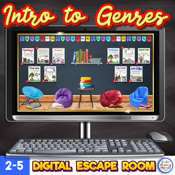 Preview of Introduction to Genres Digital Escape Game: Back to School Updated No Google 