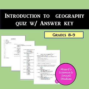 Preview of Introduction to Geography Quiz