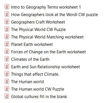 Preview of Geography Introduction - UNIT 1 - Worksheets