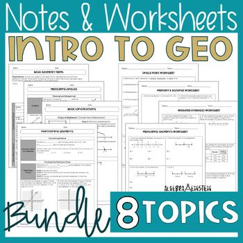 Preview of Introduction to Geometry Unit 1 Notes and Worksheet