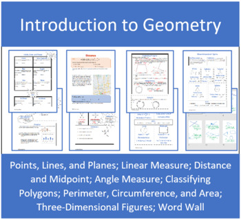 Preview of Introduction to Geometry Unit (Points, Lines, Planes, Segments, Angles,& Shapes)