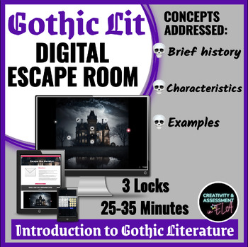 Preview of Introduction to Gothic Literature Halloween Digital Escape Room Dracula Etc.