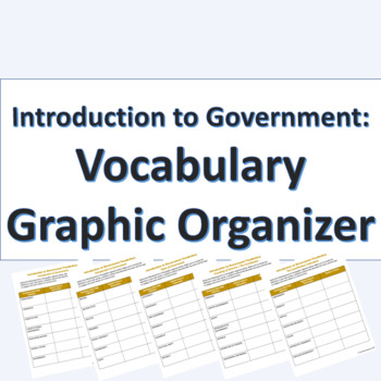 Preview of Introduction to Government Vocabulary Terms and Graphic Organizer (Google Comp.)