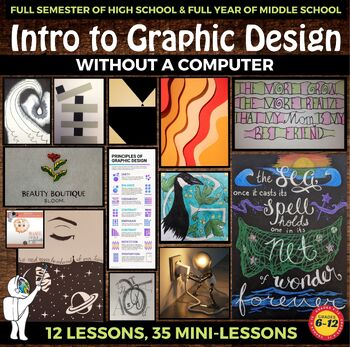Preview of Introduction to Graphic Design by Hand, Semester Middle, High School Art