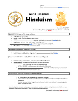 Preview of Introduction to Hinduism STUDENT NOTE-TAKING GUIDE
